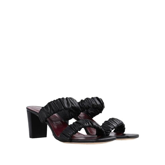 STAUD Frankie Ruched Sandal Black Womens Size 36 6 - Picture 1 of 11